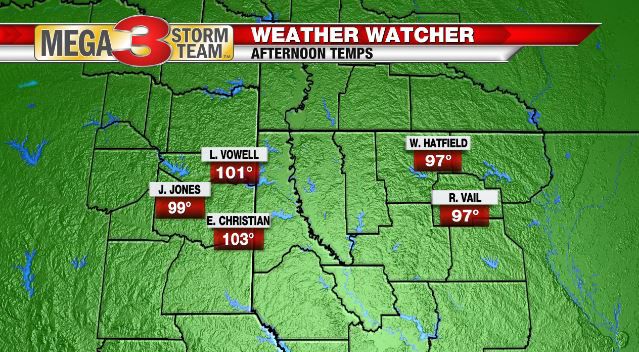 Central ArkLaTex Weather Watcher Highs on Monday